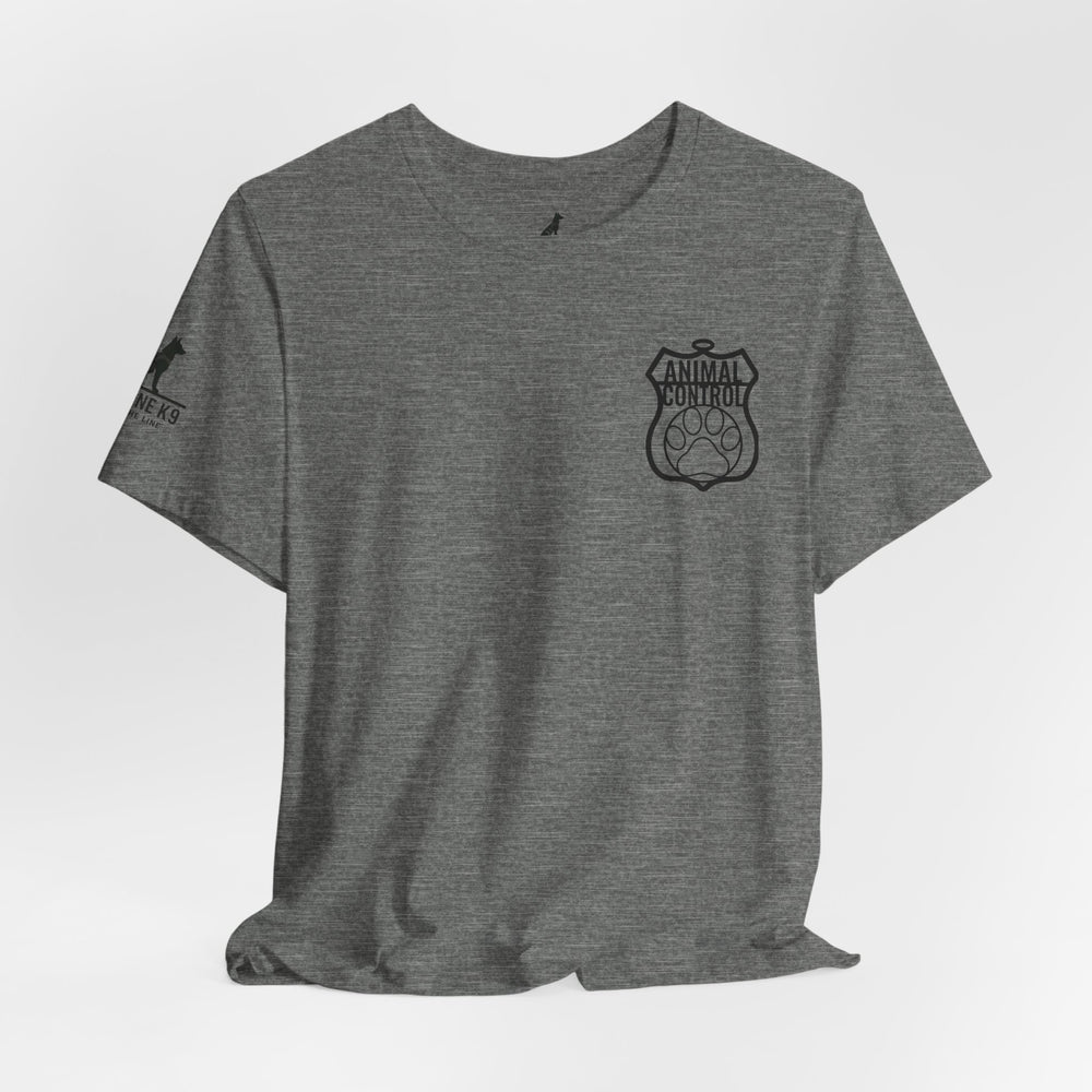 Animal Control Badge & Flag Tee – Blue & Green Line