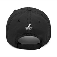 Distressed Embroidered Hat with Thin Blue Line Flag Design