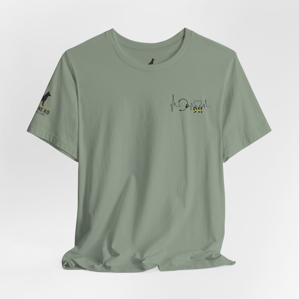 911 Dispatcher Heart T-Shirt – Thin Yellow Line Word Art