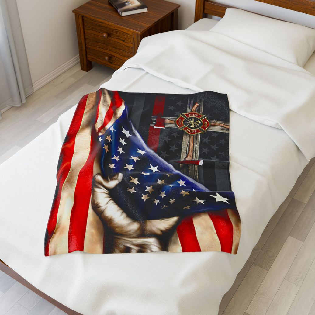 Patriotic Firefighter Plush Blanket