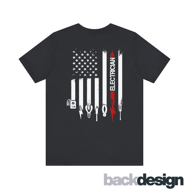 Wired to Work – Electrician Flag Tee