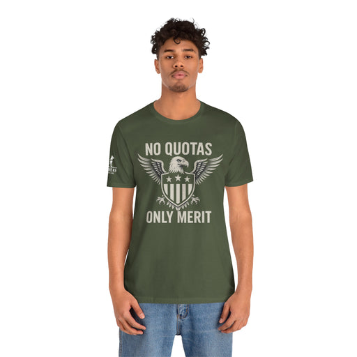 No Quotas, Only Merit – Eagle & Shield Patriot Tee