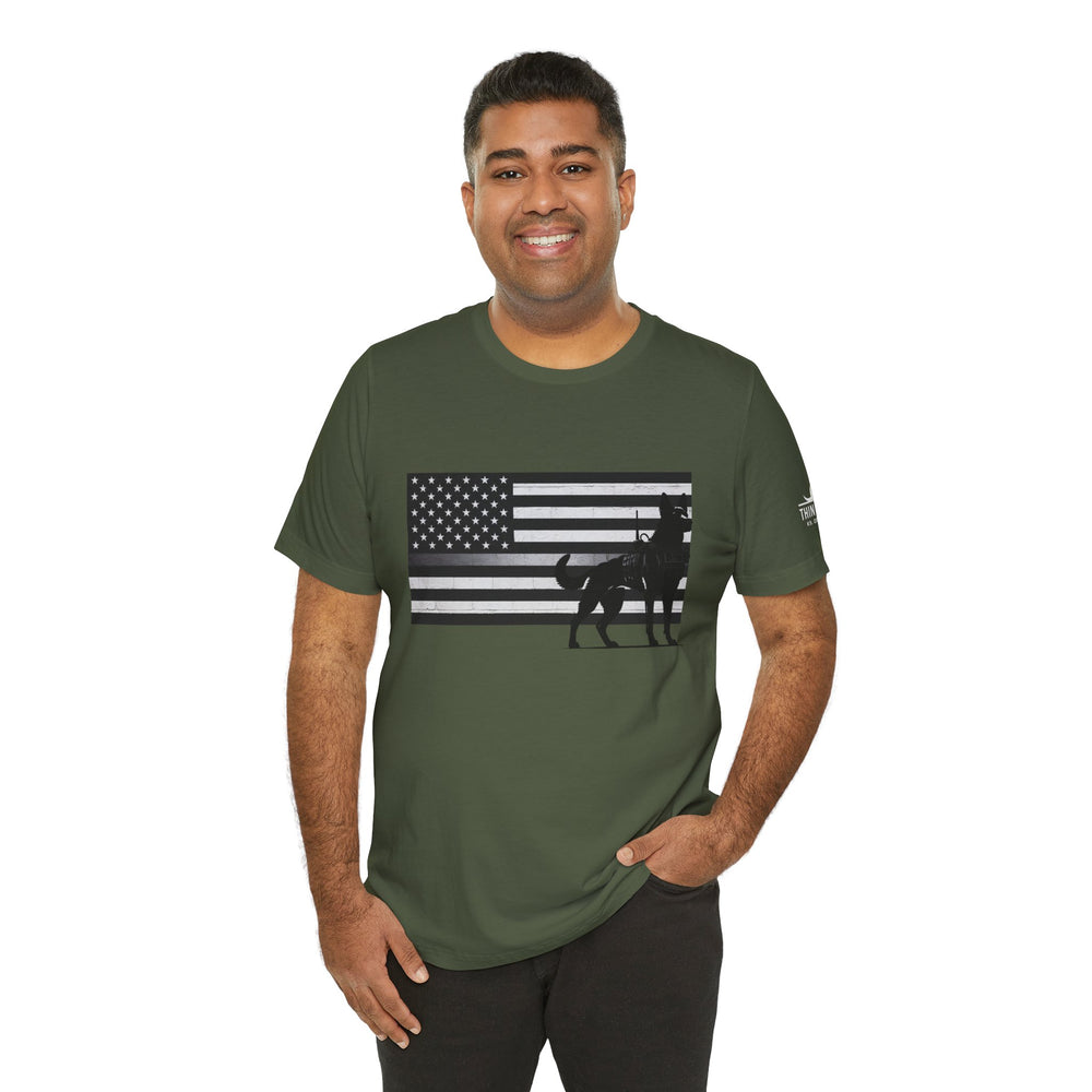 Thin Silver Line Flag K9 T-Shirt