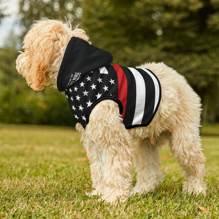 Thin Red Line Flag Firefighter Dog Hoodie
