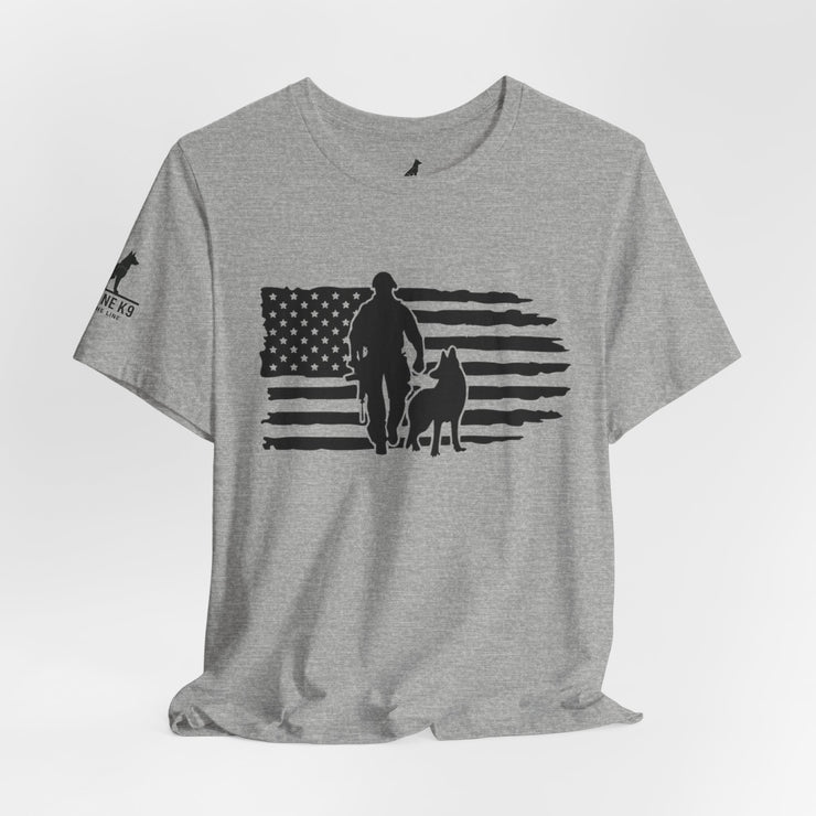 Flag with Officer and K9 T-Shirt
