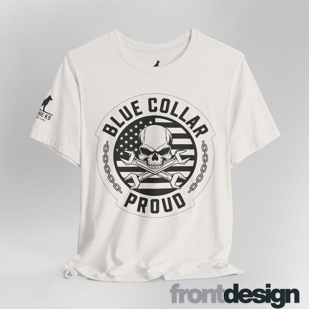 Blue Collar Proud – Skull & Wrenches Flag Tee