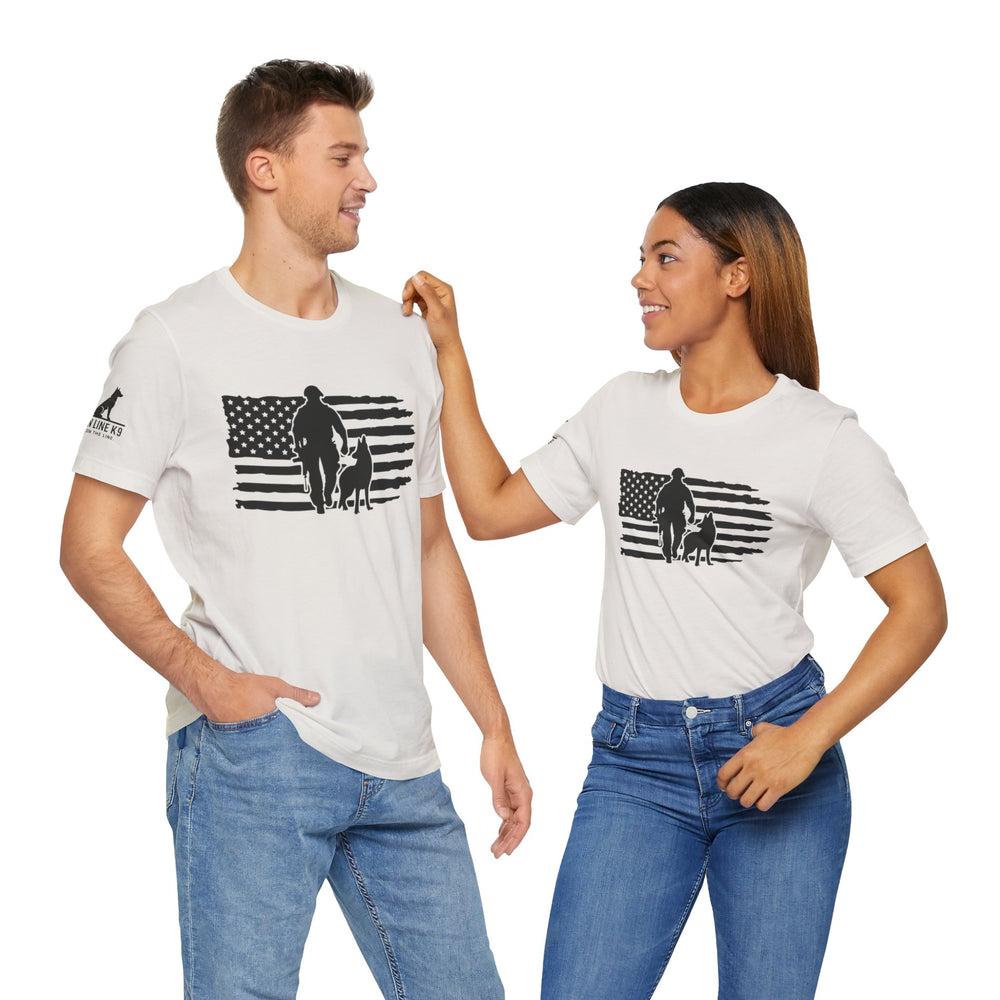 American Flag with K9 and Handler T-Shirt