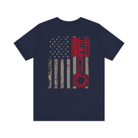 Red, White & Revved Up – Piston Flag Tee