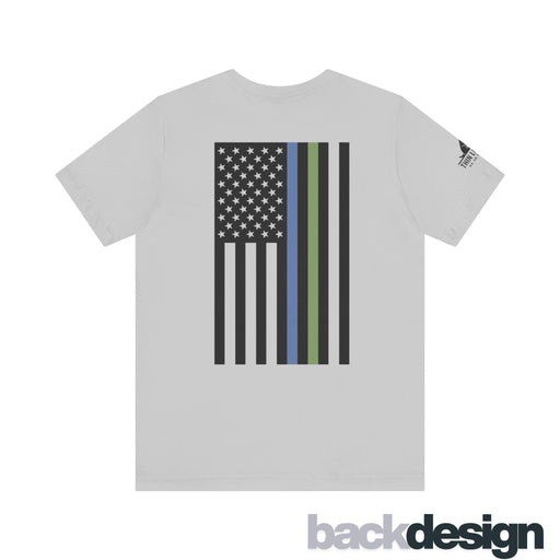Animal Control Badge & Flag Tee – Blue & Green Line
