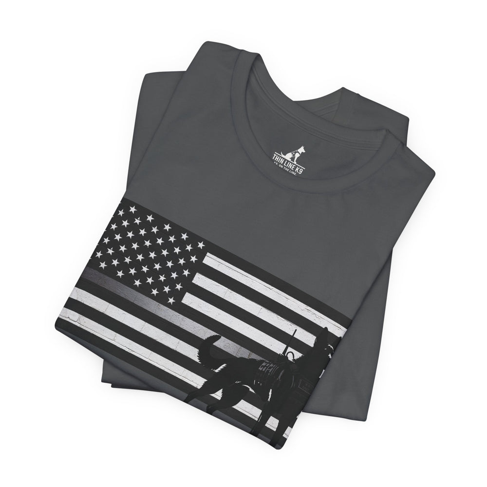 Thin Silver Line Flag K9 T-Shirt