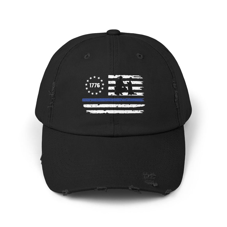 Distressed 1776 Thin Blue Line Flag Cap