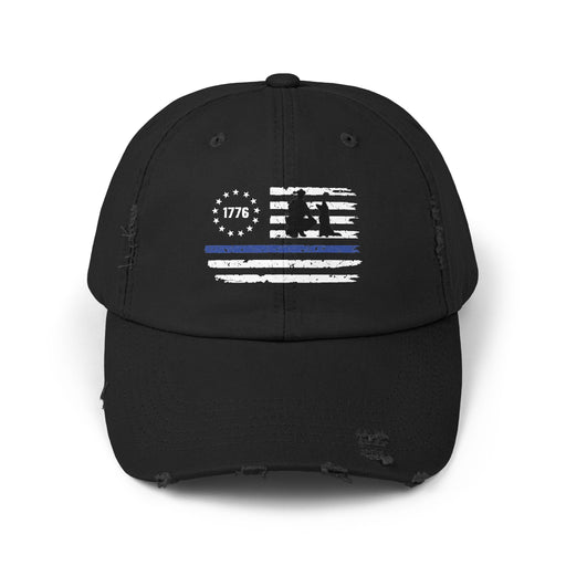 Distressed 1776 Thin Blue Line Flag Cap