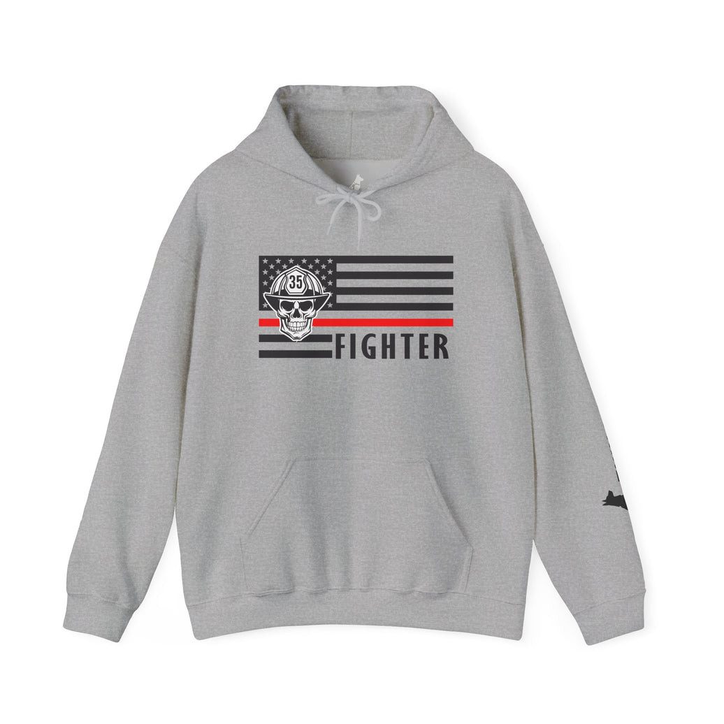 Firefighter Skull Thin Red Line Flag Hoodie Sweatshirt
