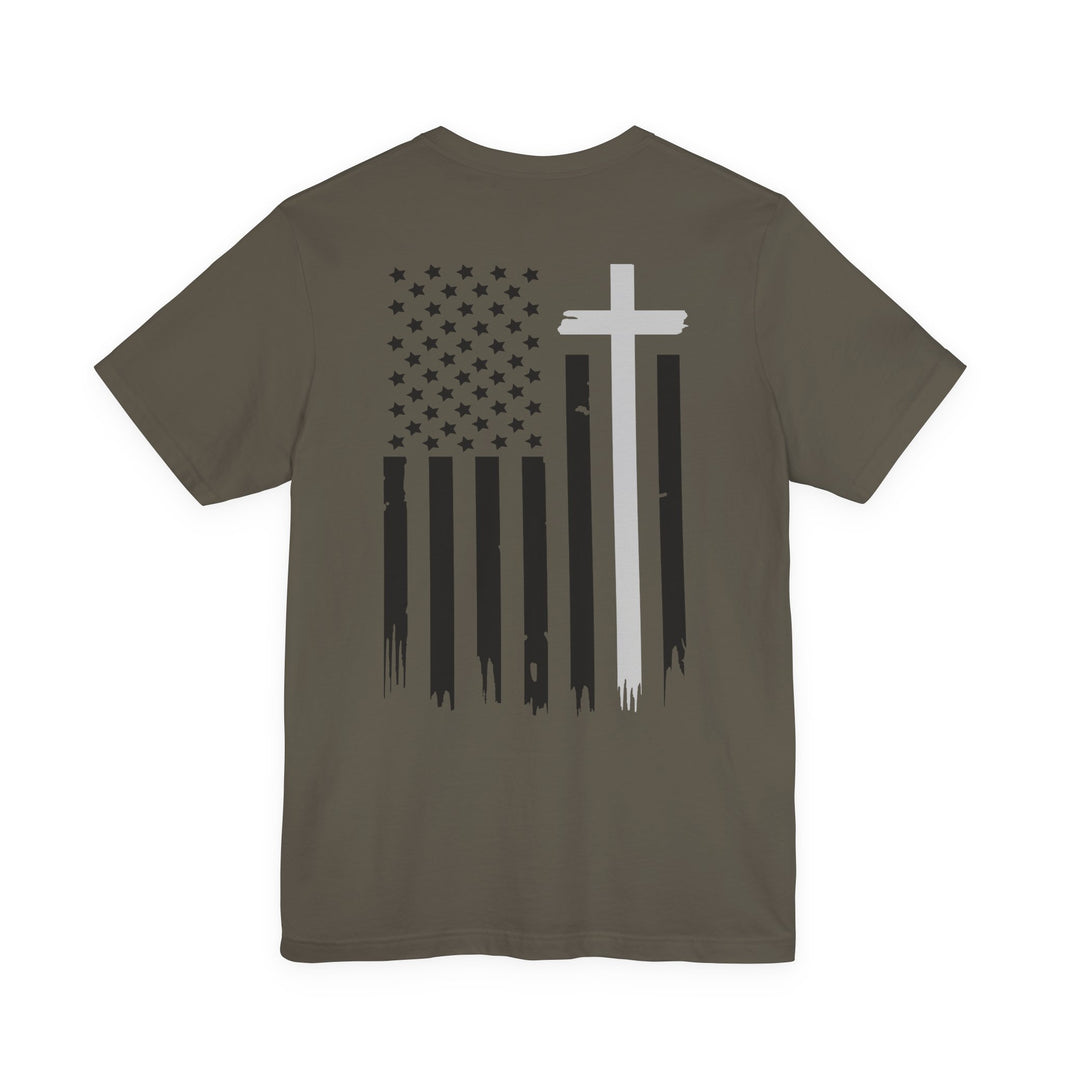 image Front and Back Design | American Flag and Cross Tee