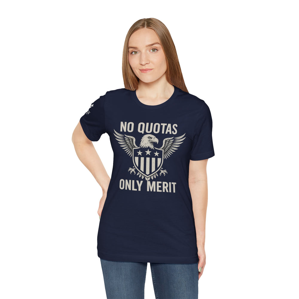 No Quotas, Only Merit – Eagle & Shield Patriot Tee
