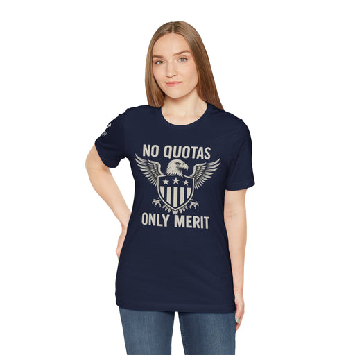 No Quotas, Only Merit – Eagle & Shield Patriot Tee