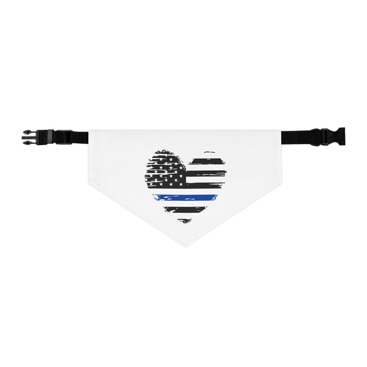 Thin Blue Line Flag Heart Dog Bandana