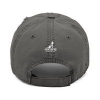 Distressed Embroidered Hat with Thin Blue Line Flag Design