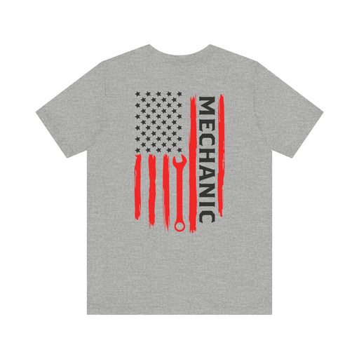 Wrenched & Ready – Mechanic Flag Tee