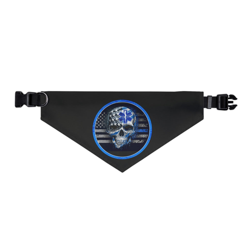 Thin White Line Flag Skull and Star of Life Dog Bandana