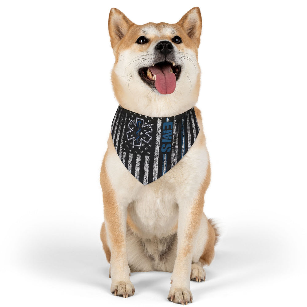 K9 EMT Dog Bandana – Thin White Line with EMS & Blue Line Support