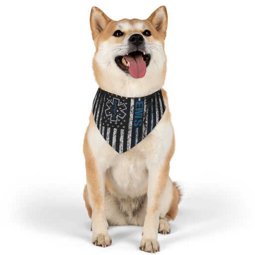 K9 EMT Dog Bandana – Thin White Line with EMS & Blue Line Support
