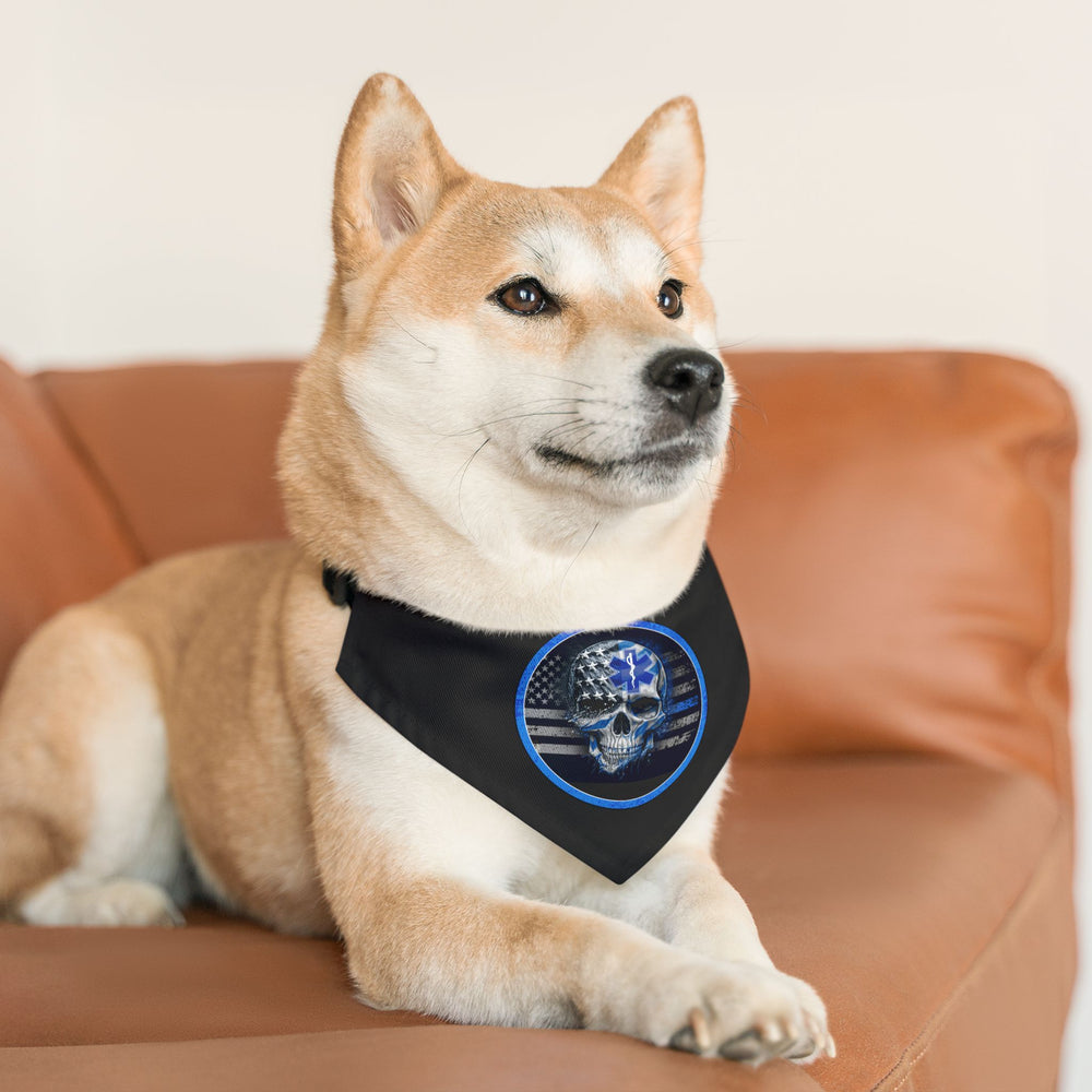 Thin White Line Flag Skull and Star of Life Dog Bandana