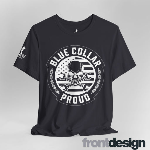 Blue Collar Proud – Skull & Wrenches Flag Tee