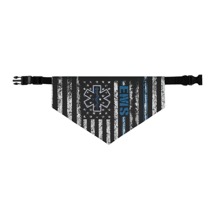 K9 EMT Dog Bandana – Thin White Line with EMS & Blue Line Support