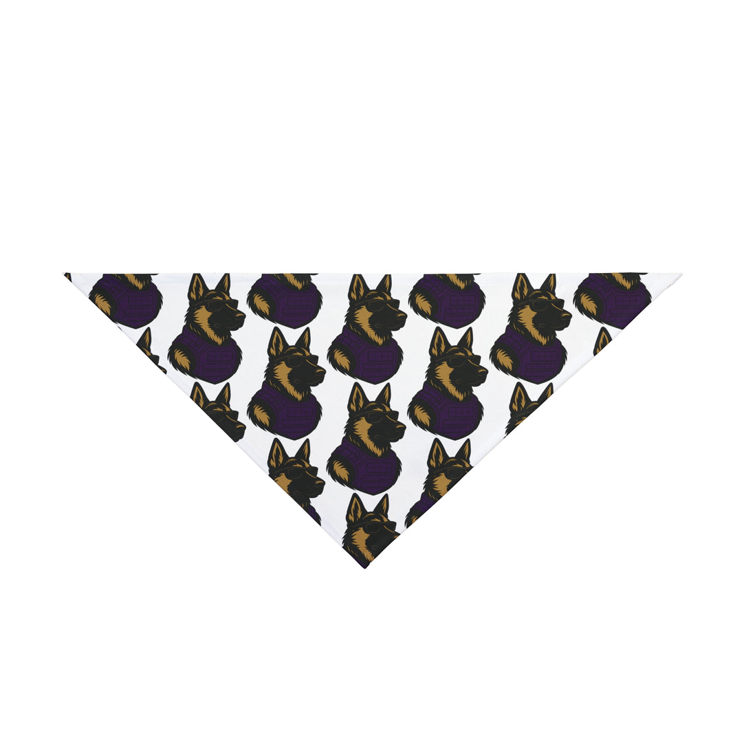 Dog Bandana with German Shepherd Wearing Sunglasses and Purple Tactical Vest