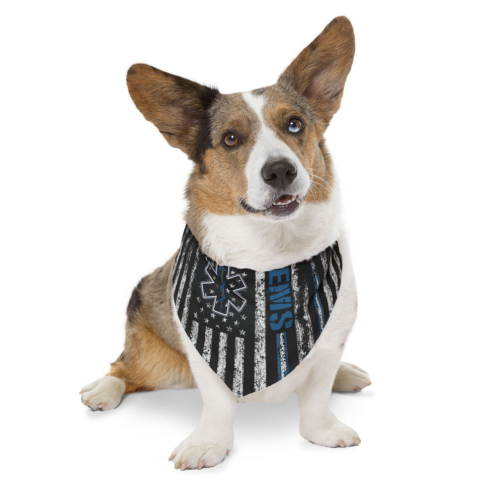 K9 EMT Dog Bandana – Thin White Line with EMS & Blue Line Support