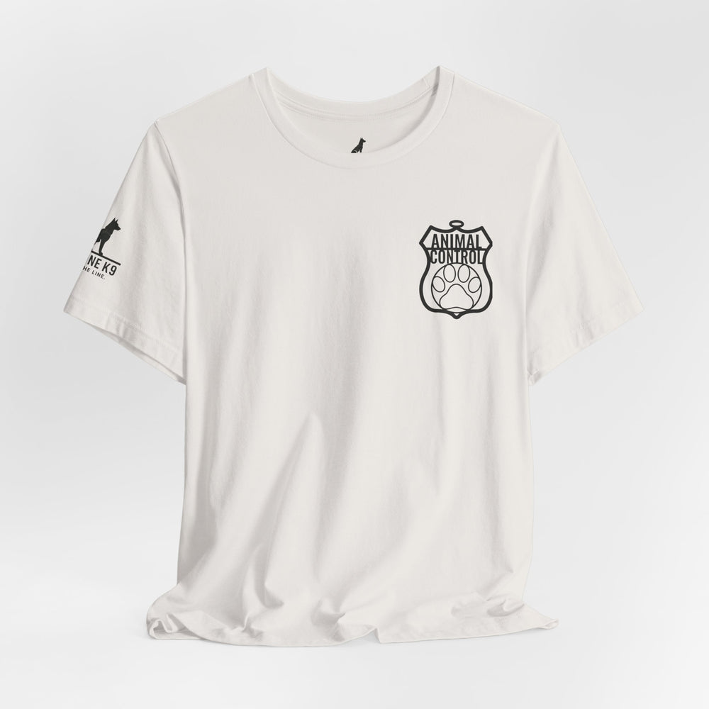Animal Control Badge & Flag Tee – Blue & Green Line