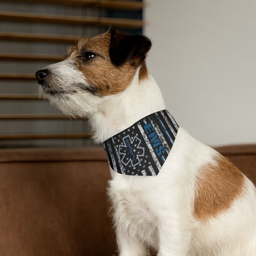 K9 EMT Dog Bandana – Thin White Line with EMS & Blue Line Support