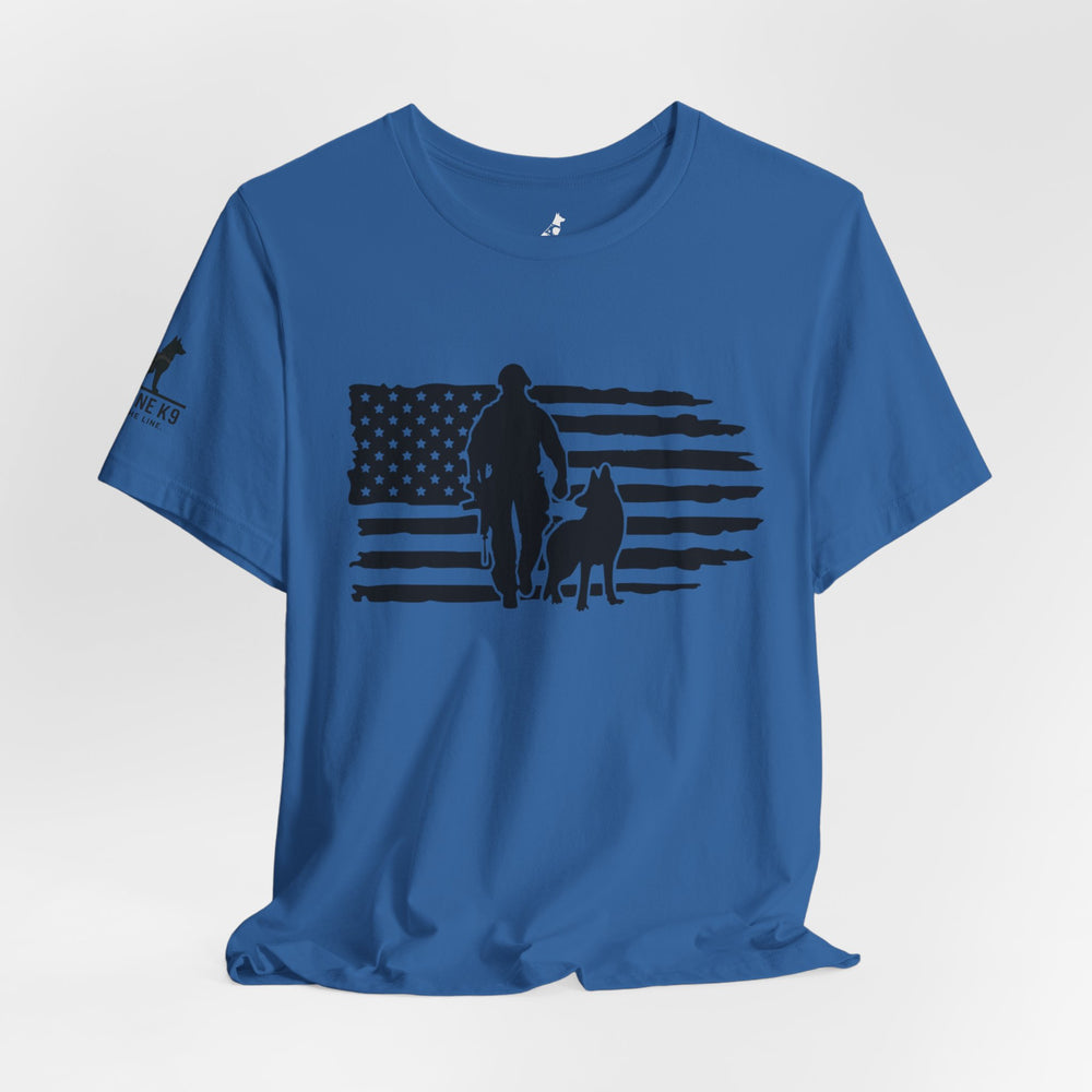 Flag with Officer and K9 T-Shirt