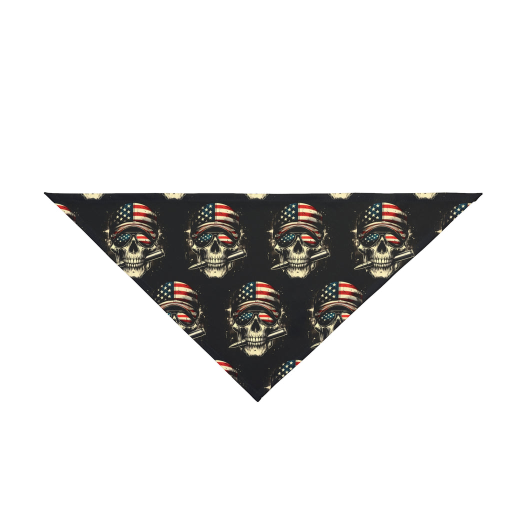 Skull American Flag Dog Bandana, Patriotic Pet Accessory