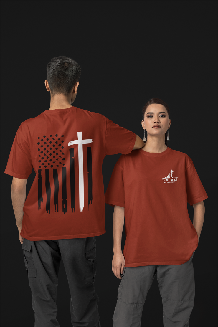 Front and Back Design | American Flag and Cross Tee