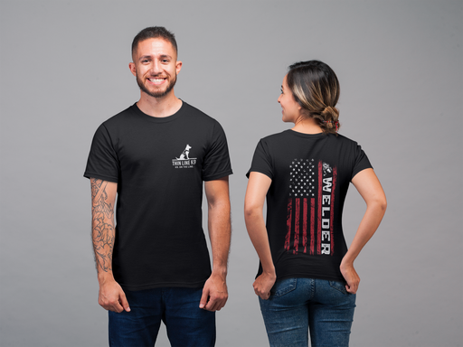 Welded in Steel, Forged in Freedom – Welder Flag Tee