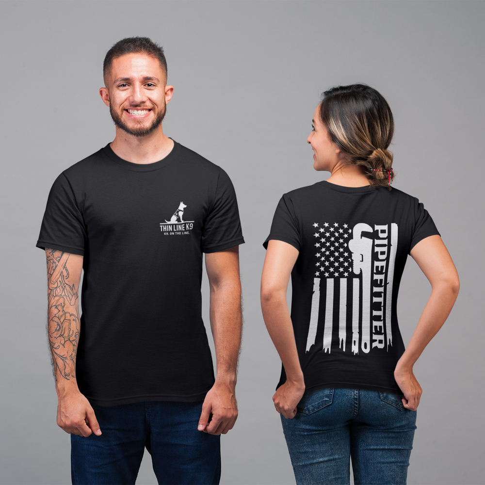 Pipefitter Pride – American Flag Trades Tee
