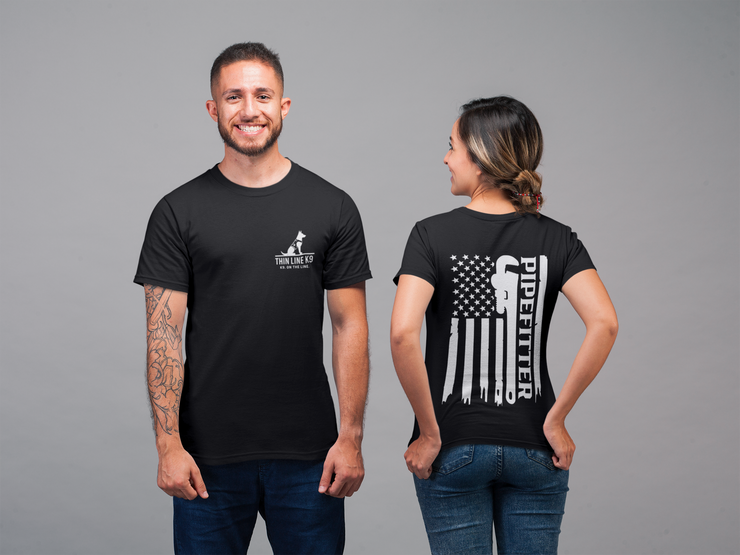 Pipefitter Pride – American Flag Trades Tee