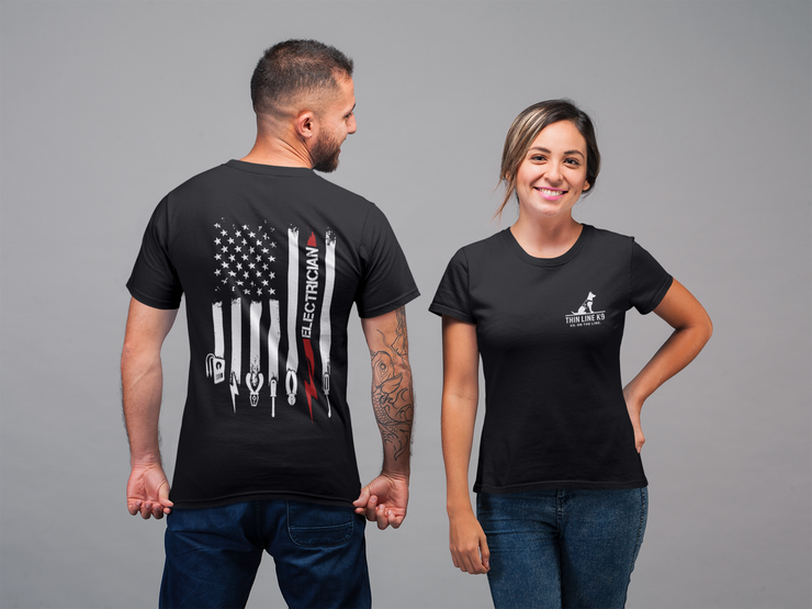 Wired to Work – Electrician Flag Tee