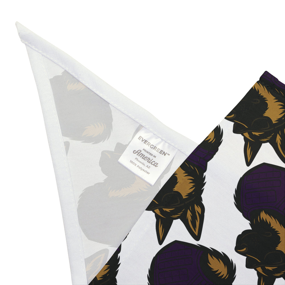 Dog Bandana with German Shepherd Wearing Sunglasses and Purple Tactical Vest