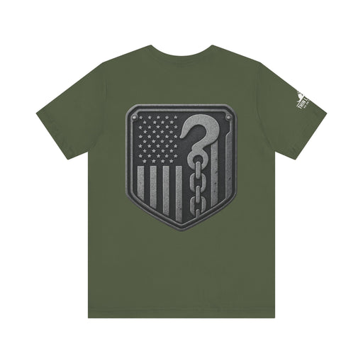 No Hook Too Heavy – Tow Truck Flag Tee