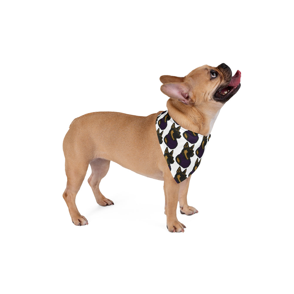 Dog Bandana with German Shepherd Wearing Sunglasses and Purple Tactical Vest