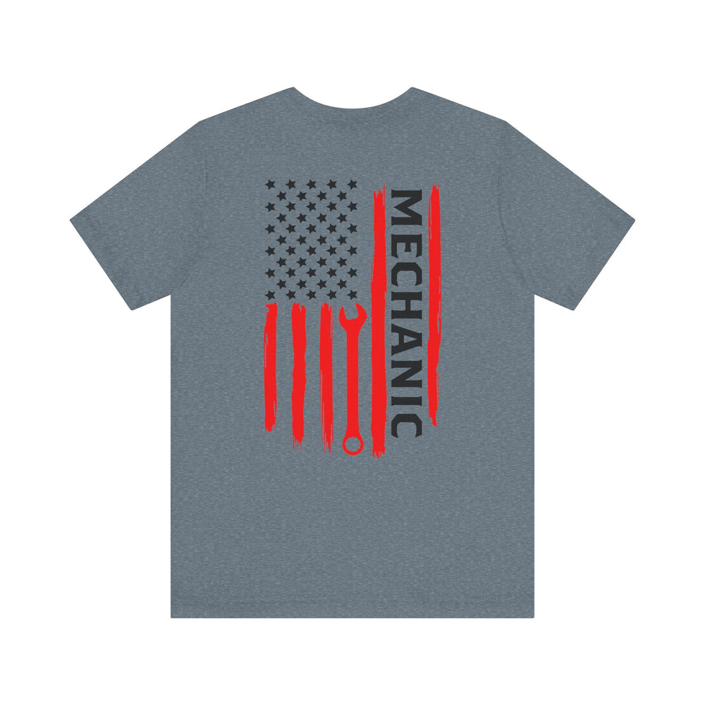 Wrenched & Ready – Mechanic Flag Tee