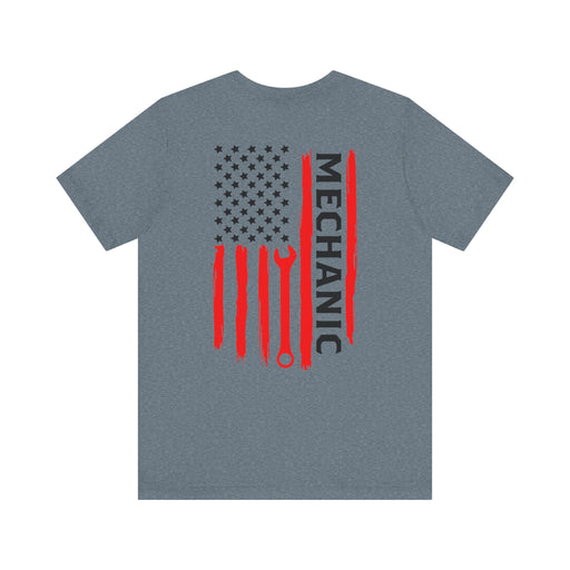 Wrenched & Ready – Mechanic Flag Tee