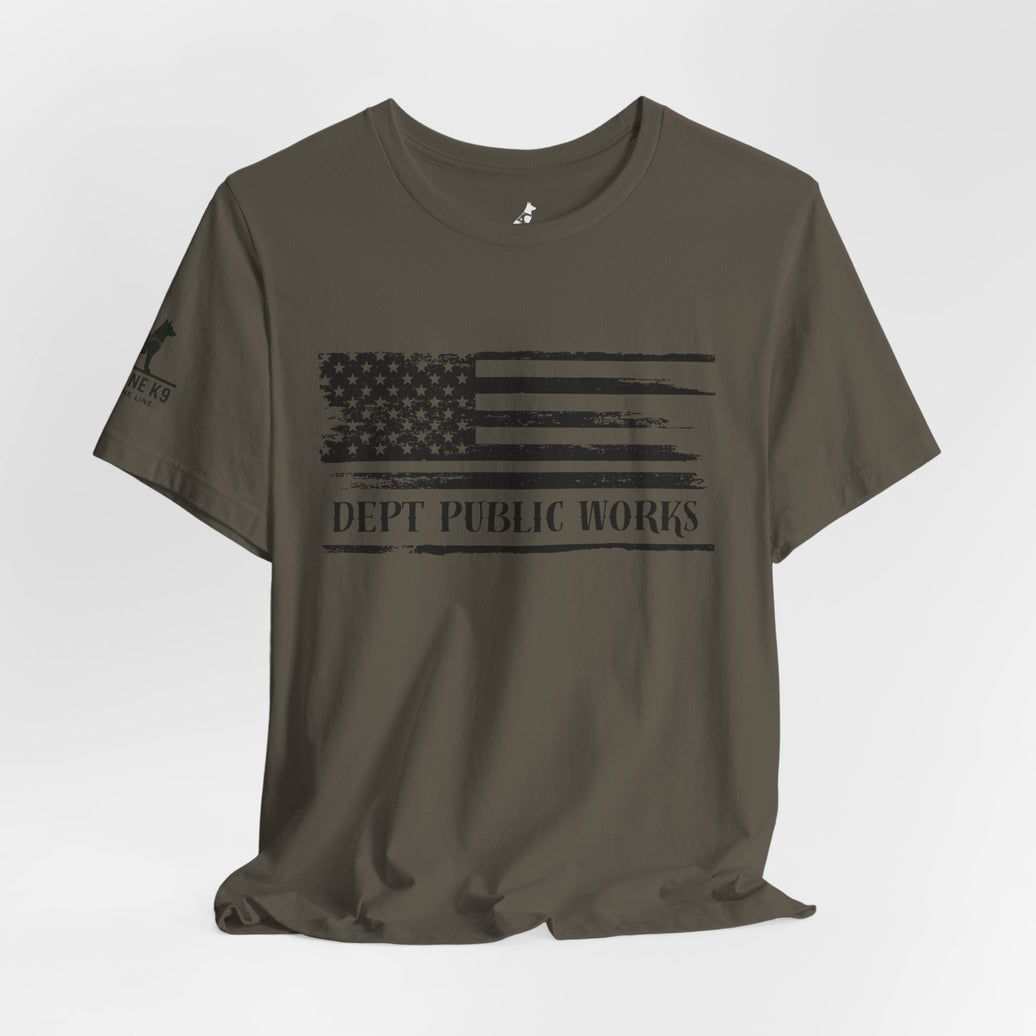 Distressed American Flag – Dept of Works Tee