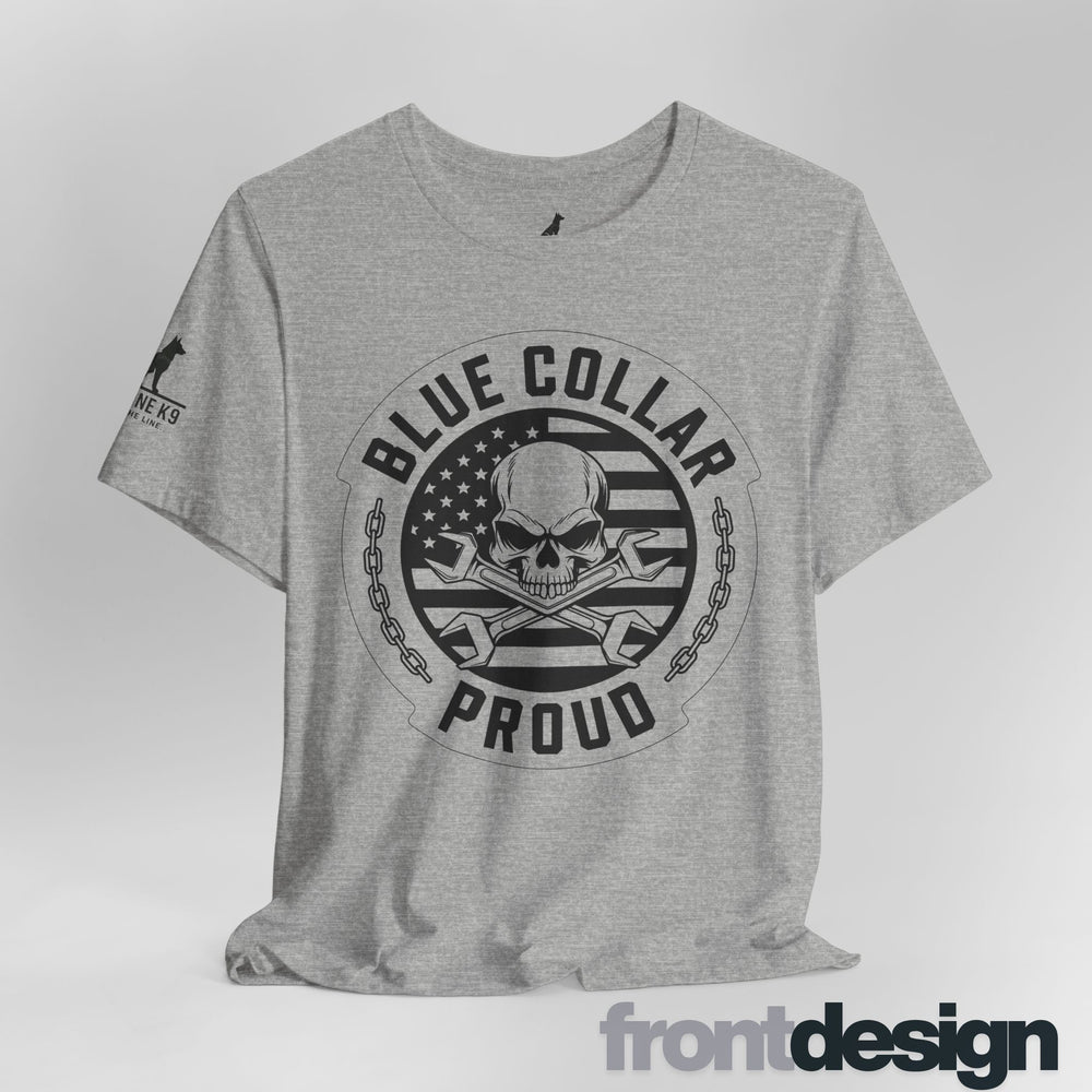 Blue Collar Proud – Skull & Wrenches Flag Tee