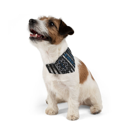 K9 EMT Dog Bandana – Thin White Line with EMS & Blue Line Support