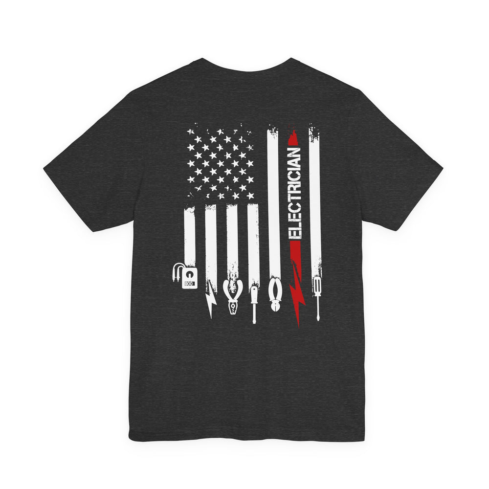 Wired to Work – Electrician Flag Tee
