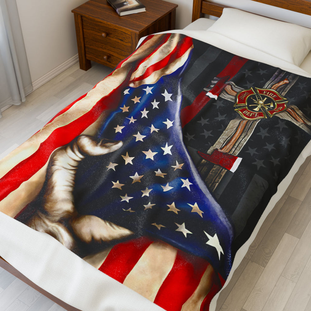 Patriotic Firefighter Plush Blanket